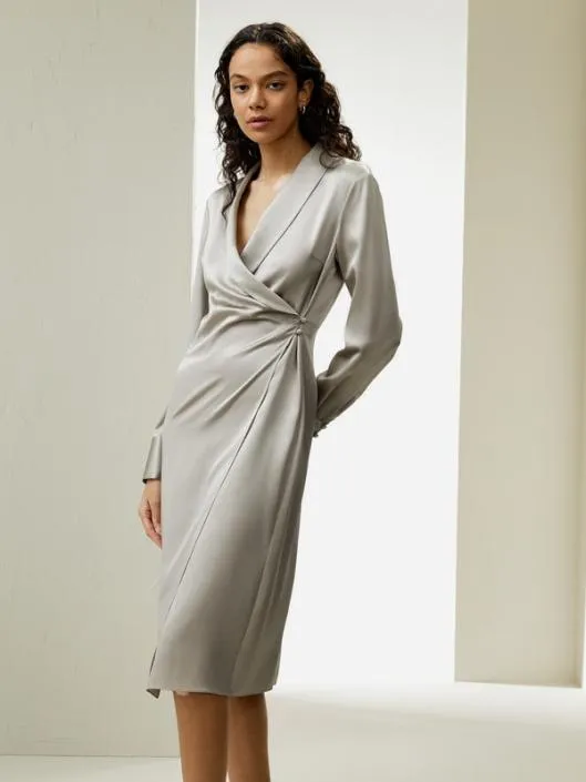 Shawl Collar Silk Wrap Dress Women Jumpsuits Lilysilk Dresses