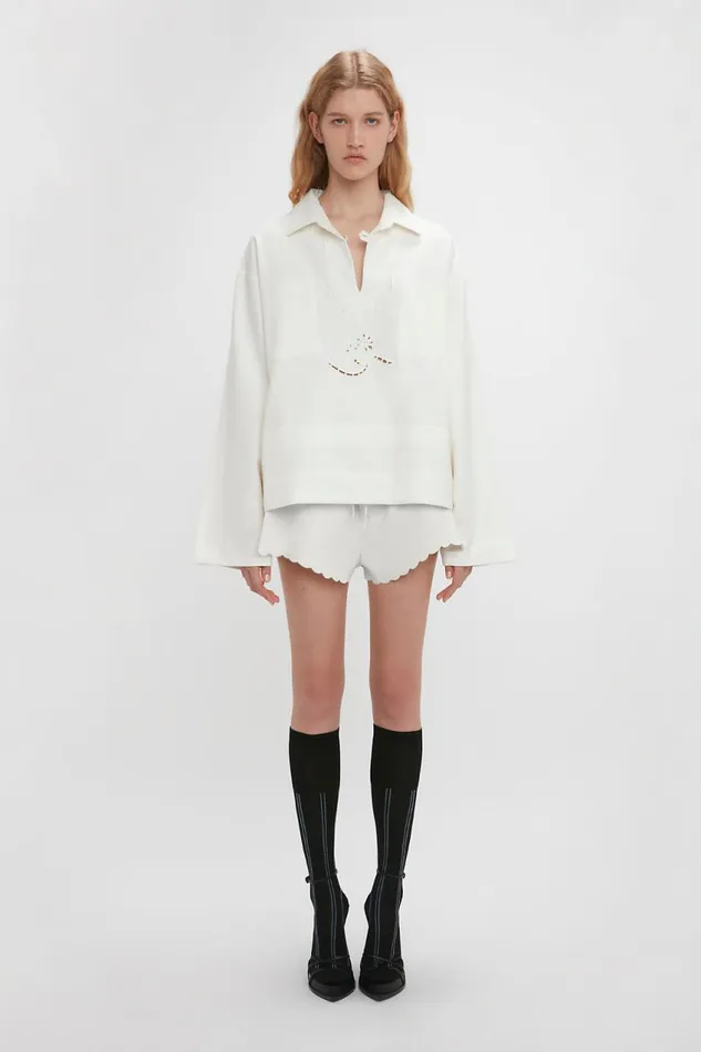 Shirts and Tops Women Victoria Beckham Oversized Embroidered Tunic In Antique White