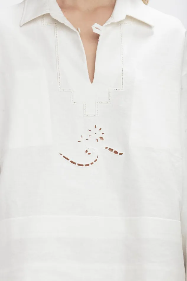 Shirts and Tops Women Victoria Beckham Oversized Embroidered Tunic In Antique White