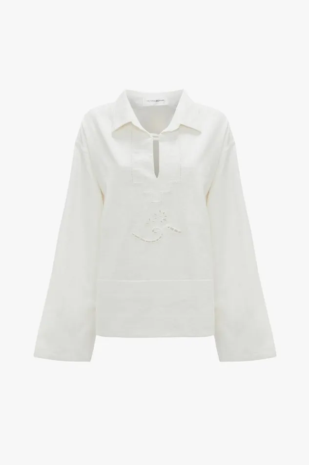 Shirts and Tops Women Victoria Beckham Oversized Embroidered Tunic In Antique White