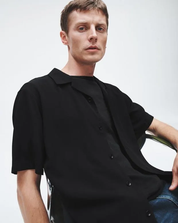 Shirts Men Rag and Bone Avery Viscose Shirt Black