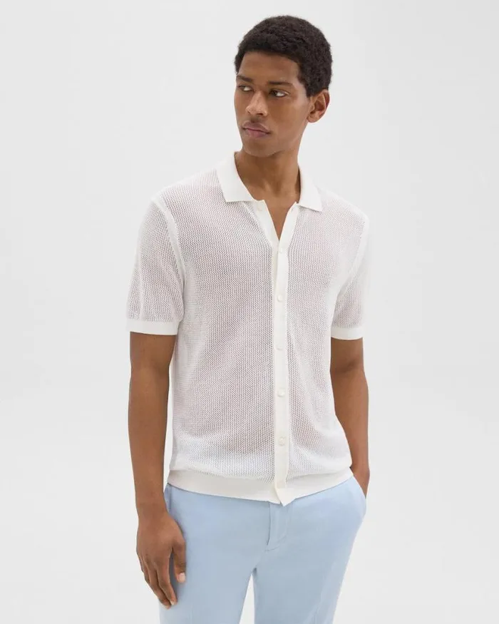 Shirts Men Theory Cairn ShortSleeve Shirt In Cotton Ivory Shirts Men Theory Cairn ShortSleeve Shirt In Cotton Ivory