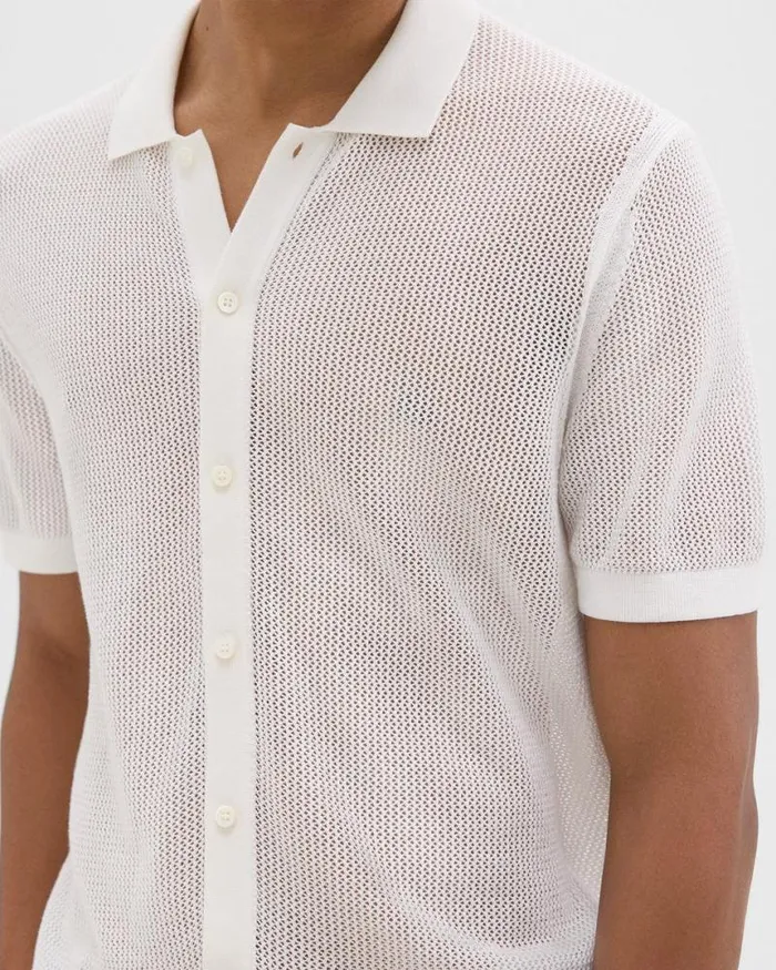 Shirts Men Theory Cairn ShortSleeve Shirt In Cotton Ivory Shirts Men Theory Cairn ShortSleeve Shirt In Cotton Ivory