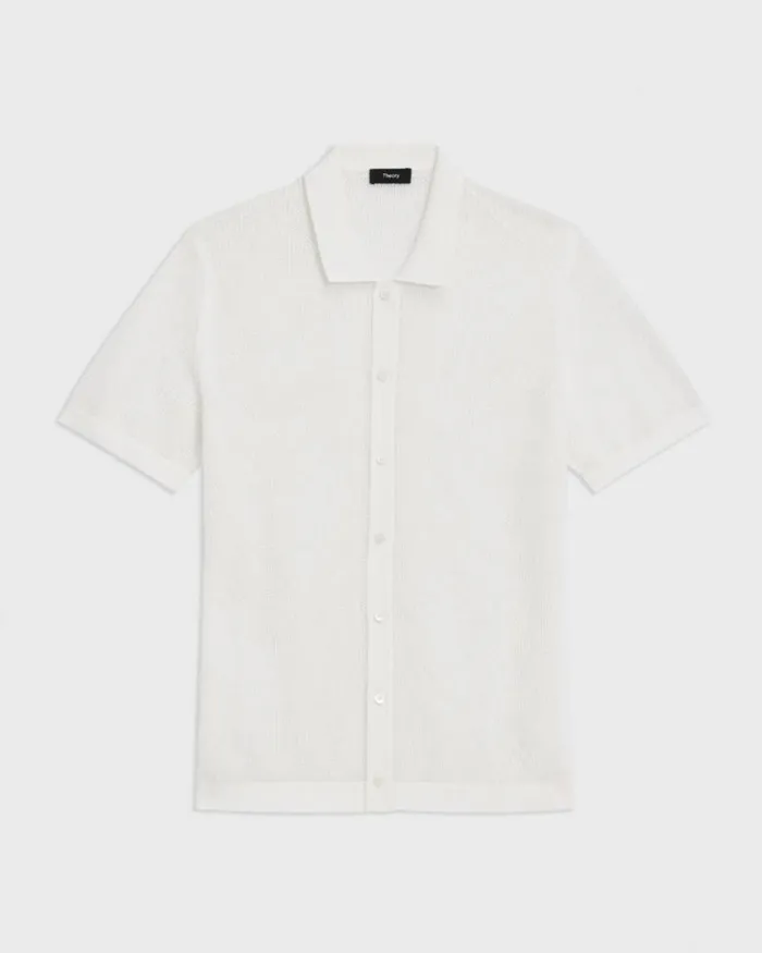Shirts Men Theory Cairn ShortSleeve Shirt In Cotton Ivory Shirts Men Theory Cairn ShortSleeve Shirt In Cotton Ivory