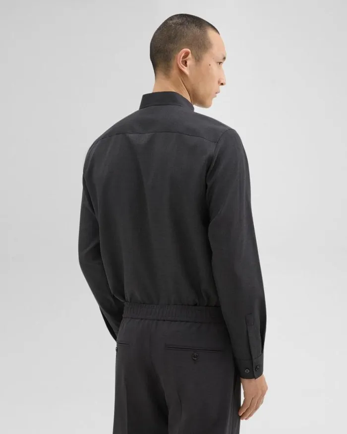 Shirts Men Theory Hugh Shirt In Virgin Wool Dark Charcoal Shirts Men Theory Hugh Shirt In Virgin Wool Dark Charcoal