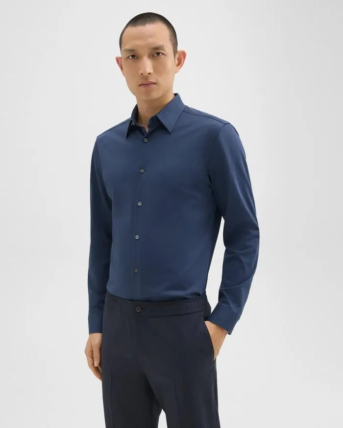 Shirts Men Theory Sylvain Shirt In Structure Knit Twilight Shirts Men Theory Sylvain Shirt In Structure Knit Twilight