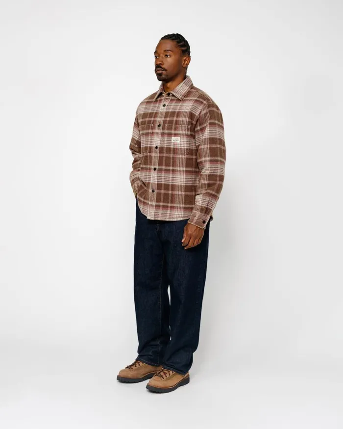 Shirts MenWomen Stussy HEAVY WASHED PLAID SHIRT Brown