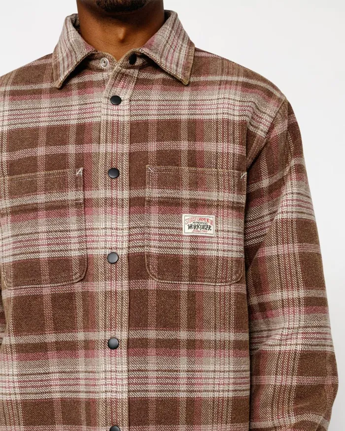 Shirts MenWomen Stussy HEAVY WASHED PLAID SHIRT Brown