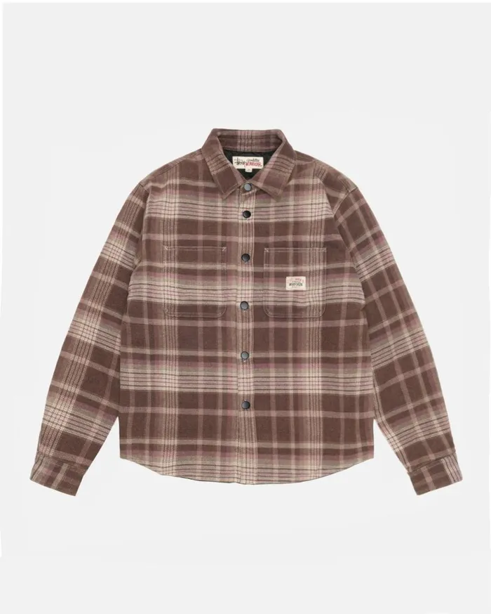 Shirts MenWomen Stussy HEAVY WASHED PLAID SHIRT Brown