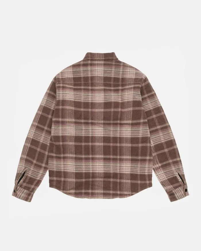 Shirts MenWomen Stussy HEAVY WASHED PLAID SHIRT Brown