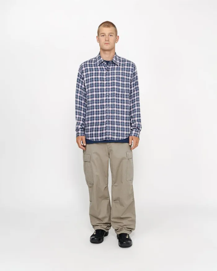 Shirts MenWomen Stussy MATTHEW SHIRT PRINTED PLAID Navy