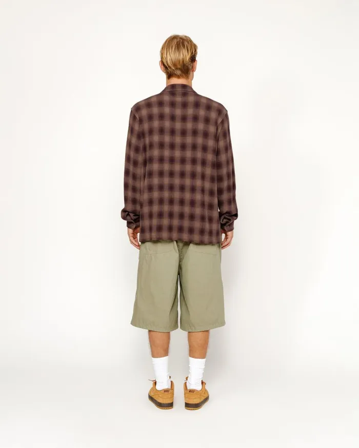 Shirts MenWomen Stussy ZIP SHIRT TWISTED YARN PLAID Brown