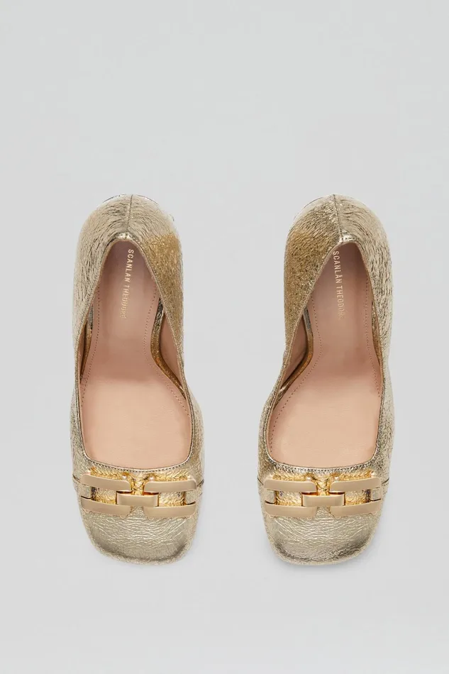 Shoes Women Scanlan Theodore GOLD TRIM SQUARE TOE PUMP 95 Lightgold Shoes Women Scanlan Theodore GOLD TRIM SQUARE TOE PUMP 95 Lightgold