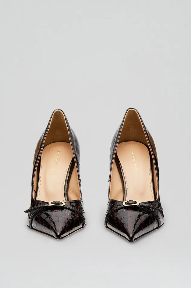 Shoes Women Scanlan Theodore LEATHER EMBOSSED PUMP 95 Darkmulberry