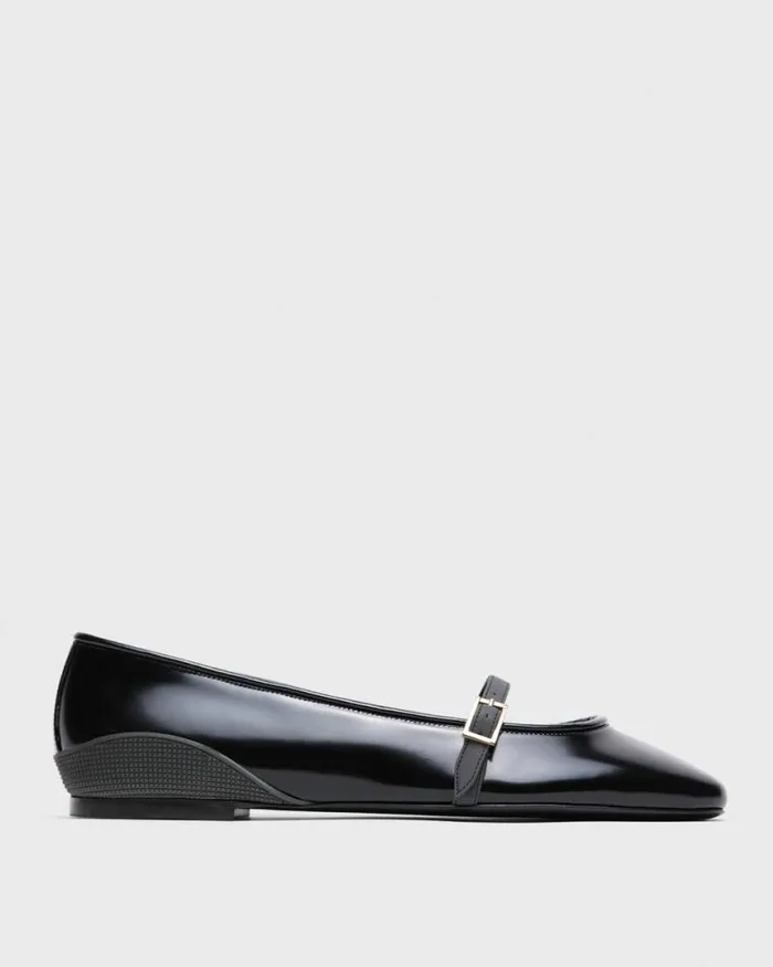 Shoes Women Theory Leather Ballerina Flat Black