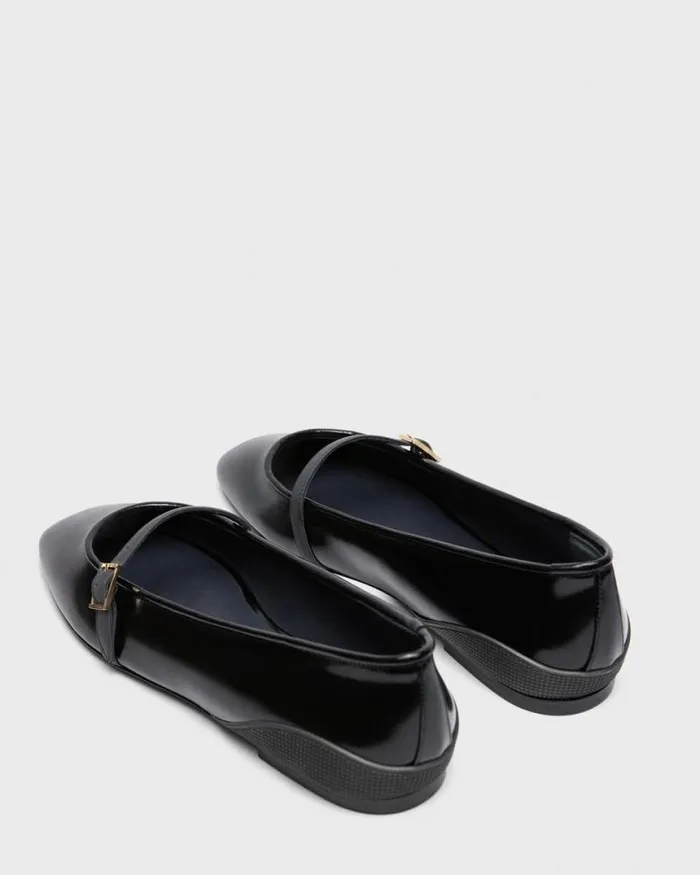 Shoes Women Theory Leather Ballerina Flat Black