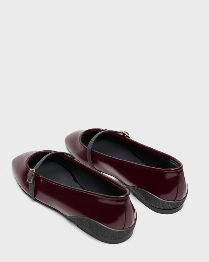 Shoes Women Theory Leather Ballerina Flat Bordeaux