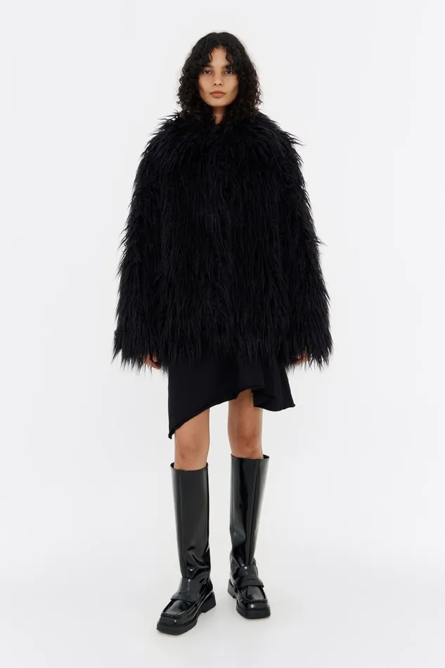 Short Black Fur Coat Black Women Bimba Y Lola Party Short Black Fur Coat Black Women Bimba Y Lola Party