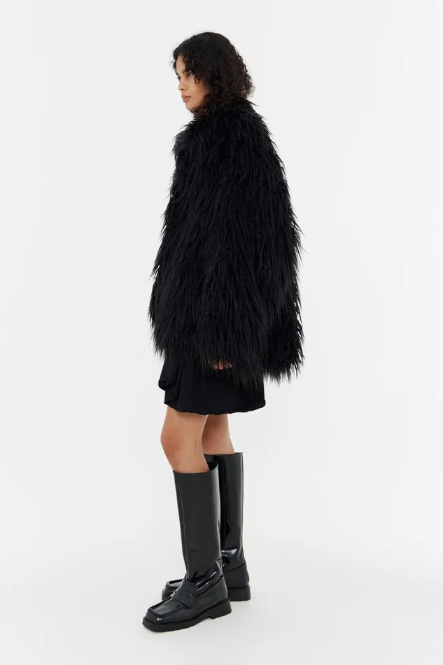 Short Black Fur Coat Black Women Bimba Y Lola Party Short Black Fur Coat Black Women Bimba Y Lola Party