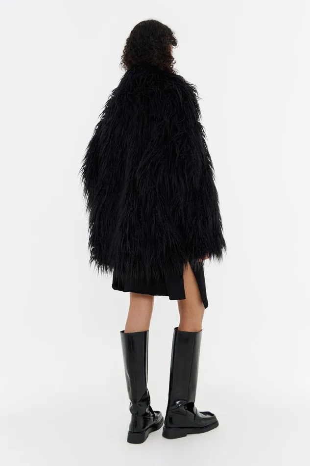 Short Black Fur Coat Black Women Bimba Y Lola Party Short Black Fur Coat Black Women Bimba Y Lola Party