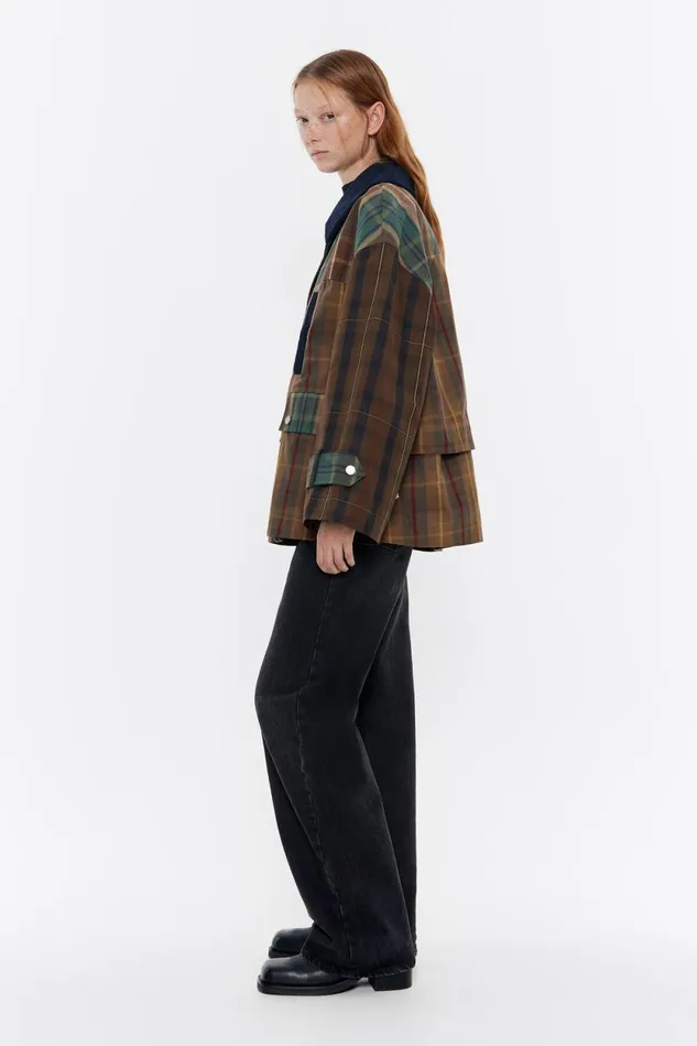 Short Light Brown Multichecked Jacket Light Brown Women Bimba Y Lola Coats And Trench Coats Short Light Brown Multichecked Jacket Light Brown Women Bimba Y Lola Coats And Trench Coats