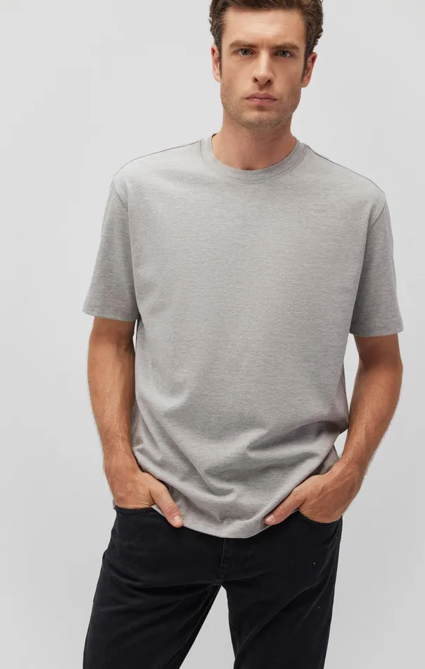 Short Sleeve TShirt In Light Grey Melange Men Mavi Jeans TShirts