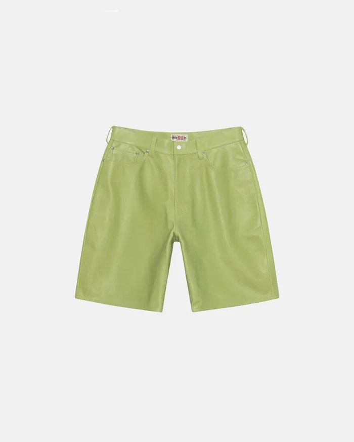 Shorts MenWomen Stussy BIG OL039 SHORT LEATHER Lime Shorts MenWomen Stussy BIG OL039 SHORT LEATHER Lime