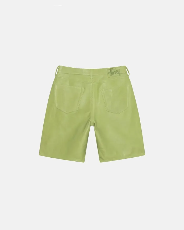 Shorts MenWomen Stussy BIG OL039 SHORT LEATHER Lime Shorts MenWomen Stussy BIG OL039 SHORT LEATHER Lime
