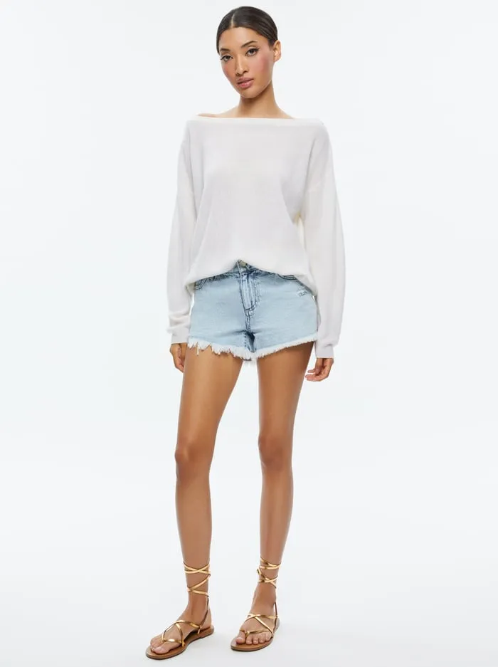 Shorts Women Alice Olivia Warren High Rise Denim Cutoff Short Fae Ultra Light Blue