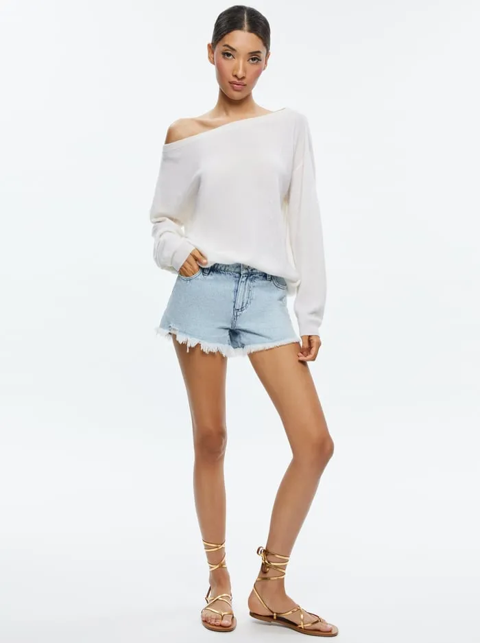 Shorts Women Alice Olivia Warren High Rise Denim Cutoff Short Fae Ultra Light Blue
