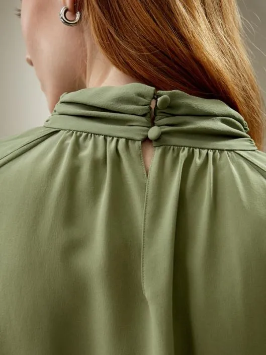 Side Slit Lantern Sleeve Silk Blouse Women Blouses Lilysilk Shirts