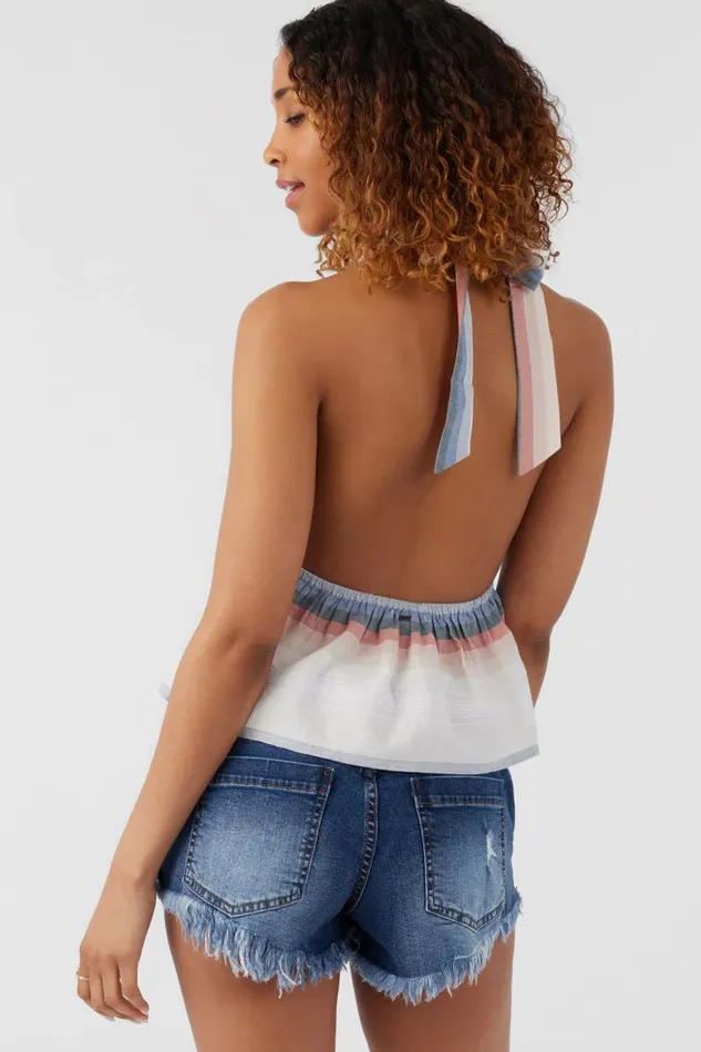 SIENA SUNDOWN STRIPE HALTER TOP Winter White Women O039NEILL Collections
