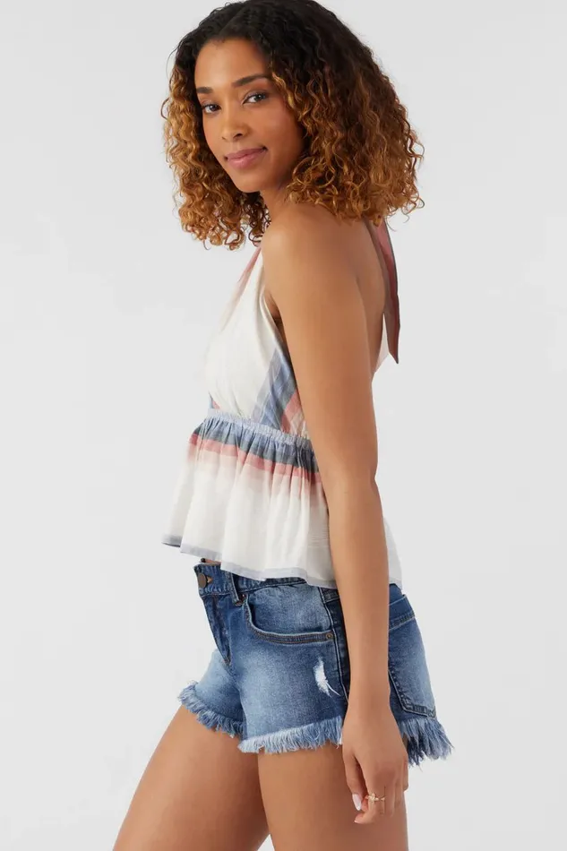 SIENA SUNDOWN STRIPE HALTER TOP Winter White Women O039NEILL Collections