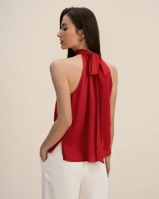 Silk Georgette Halter Neck Top Women Lilysilk Tops