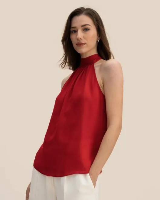 Silk Georgette Halter Neck Top Women Lilysilk Tops