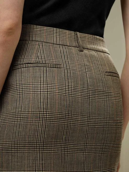 Silk Wool Blend Glen Check Midi Pencil Skirt Women Lilysilk Knitwear