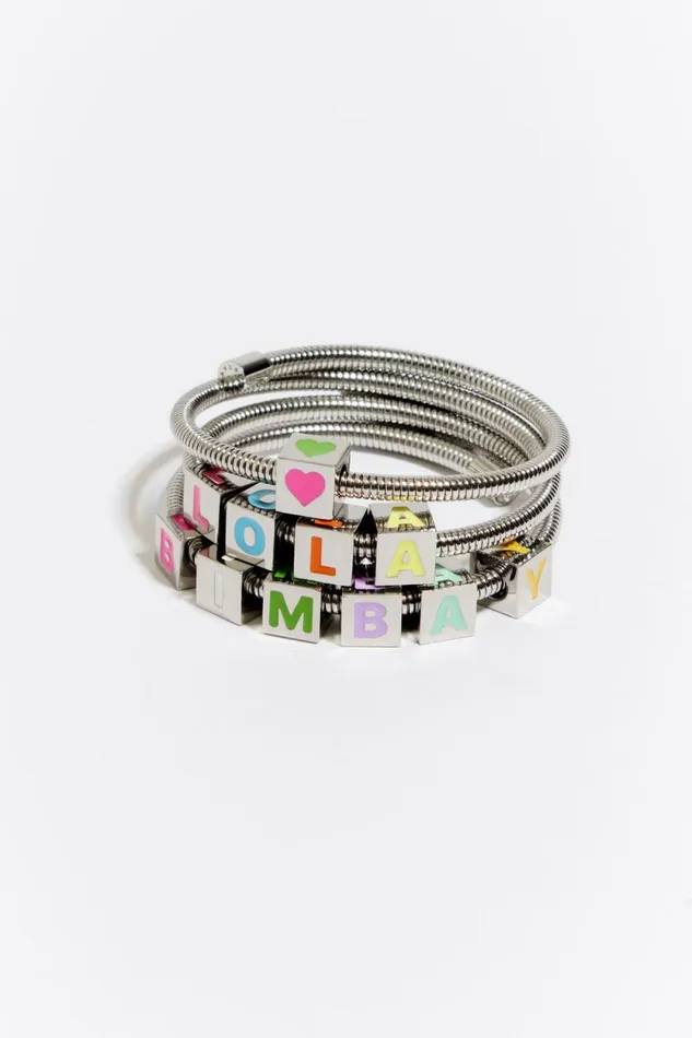 Silver Coil Chain Logo Bracelet Dark Silver Women Bimba Y Lola Jewelry