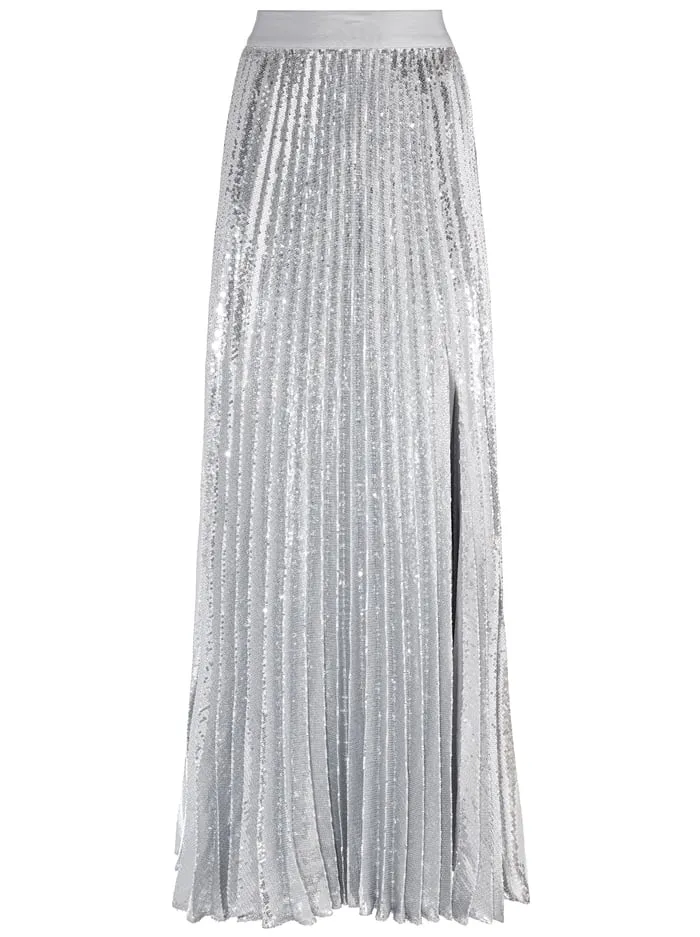 Skirts Women Alice Olivia Ivey Sequin Maxi Skirt Silver