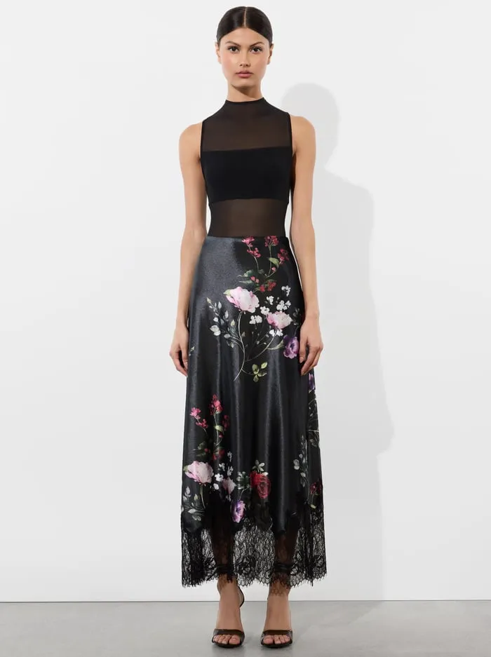 Skirts Women Alice Olivia Maeve Velvet Slip Skirt Floral Dreams