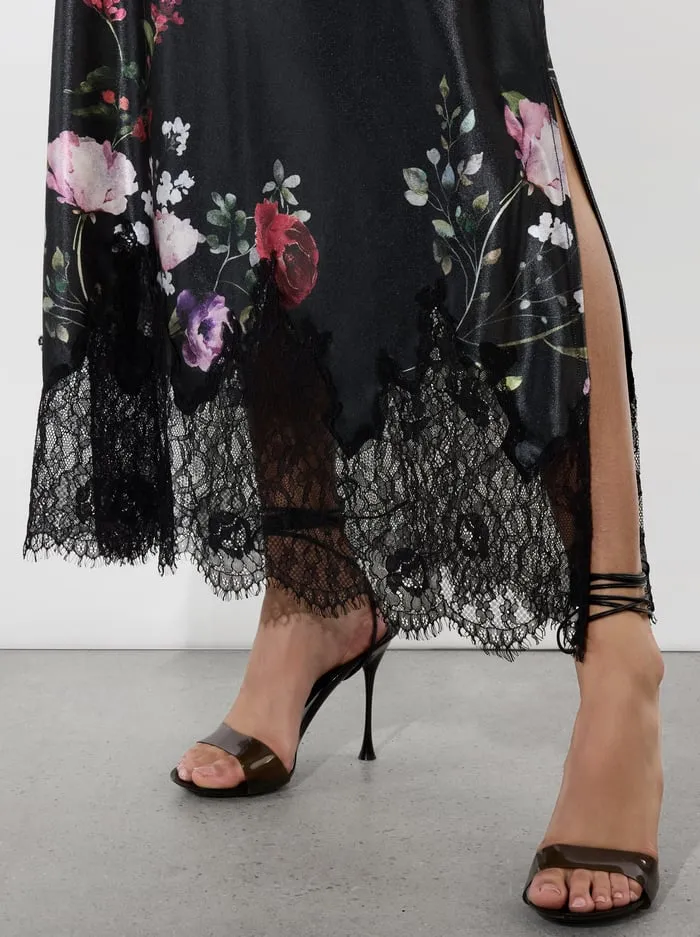Skirts Women Alice Olivia Maeve Velvet Slip Skirt Floral Dreams
