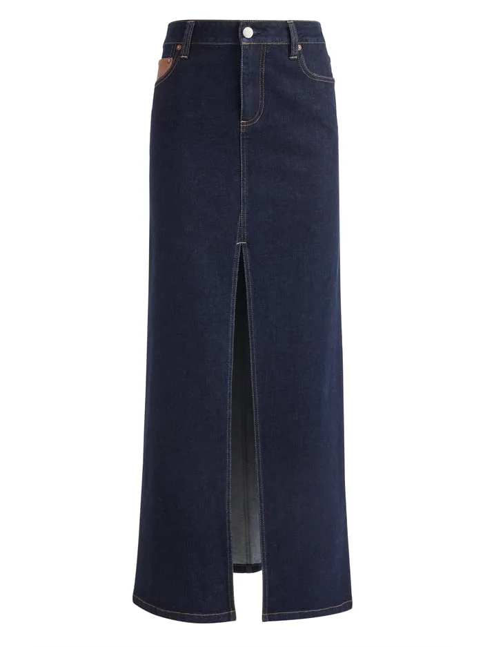 Skirts Women Alice Olivia Rye High Rise Skirt With Vegan Combo Dark Rinse