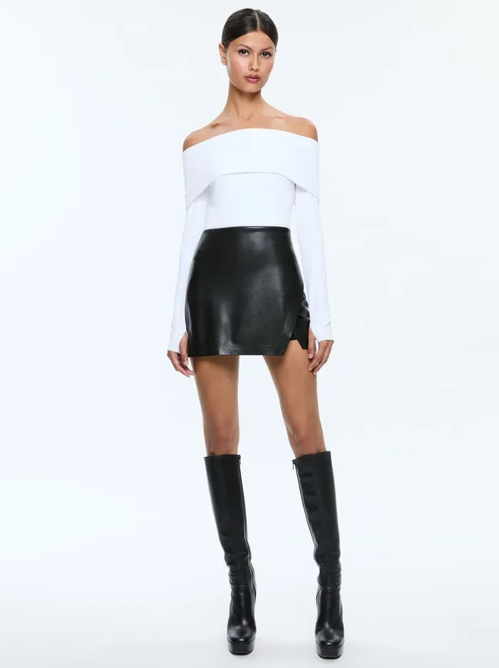 Skirts Women Alice Olivia Siobhan Vegan Mini Skirt Black