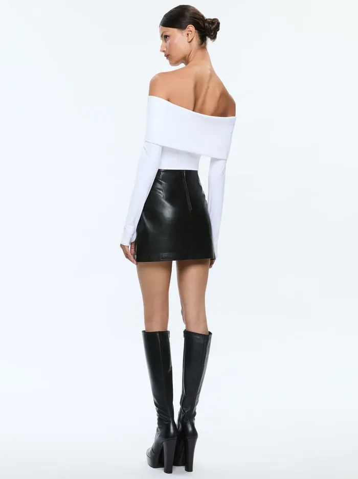Skirts Women Alice Olivia Siobhan Vegan Mini Skirt Black