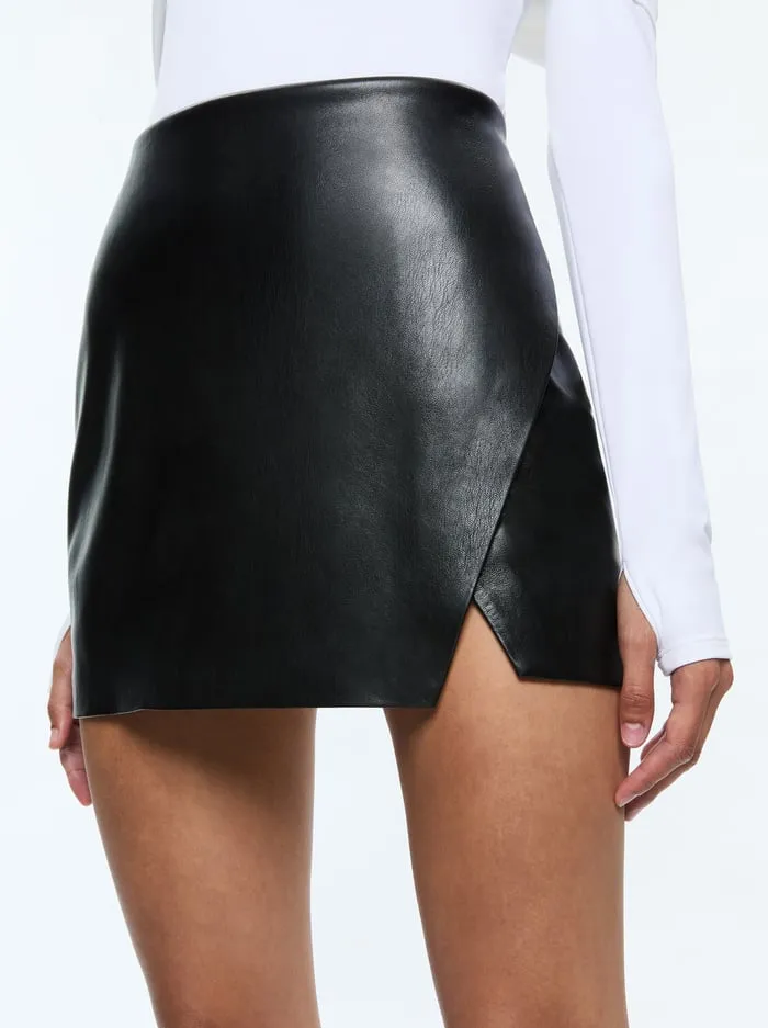 Skirts Women Alice Olivia Siobhan Vegan Mini Skirt Black
