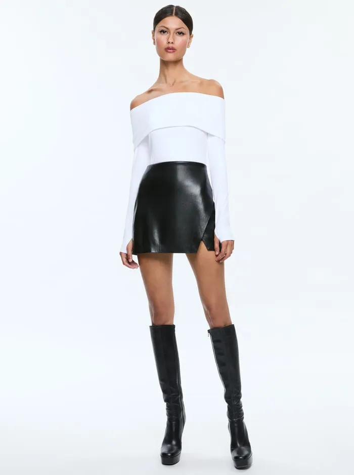Skirts Women Alice Olivia Siobhan Vegan Mini Skirt Black