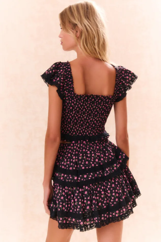 Skirts WomenKids LoveShackFancy Ruffle Mini Floral LaceTrimmed Skirt Pink Noir
