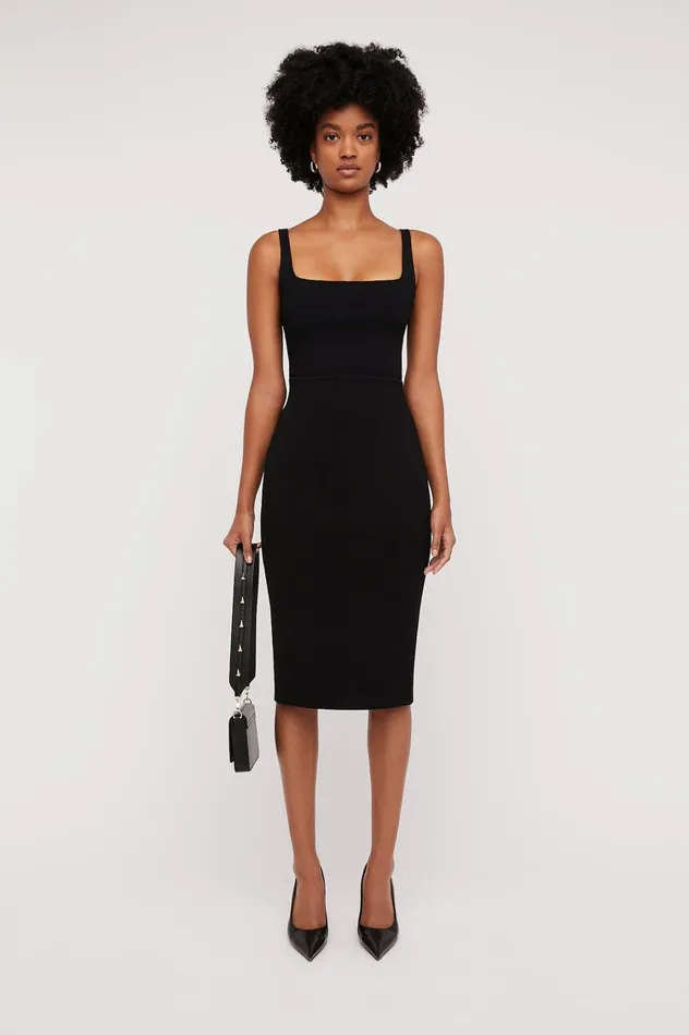Skirts Women Scanlan Theodore CREPE KNIT SLIT BACK SKIRT Black