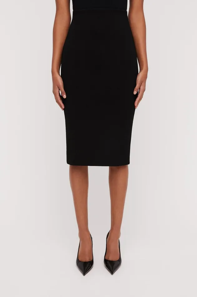 Skirts Women Scanlan Theodore CREPE KNIT SLIT BACK SKIRT Black