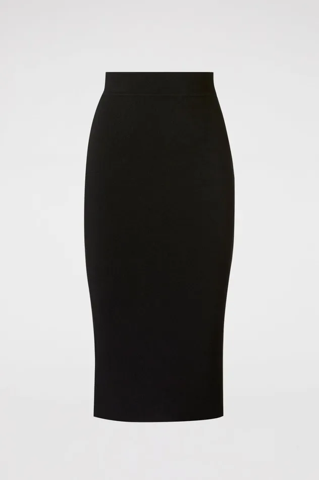 Skirts Women Scanlan Theodore CREPE KNIT SLIT BACK SKIRT Black