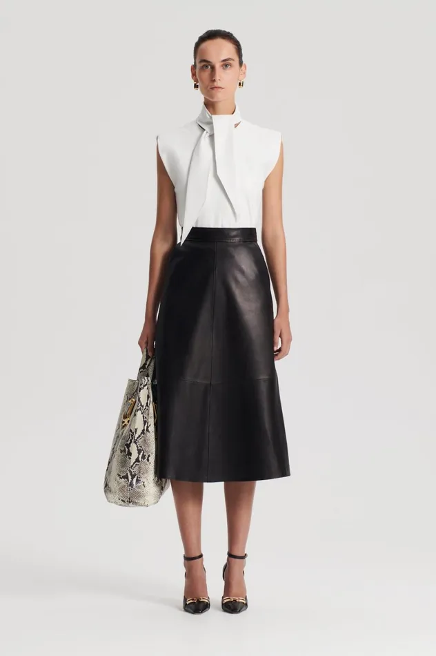 Skirts Women Scanlan Theodore LEATHER SOFT SKIRT Black